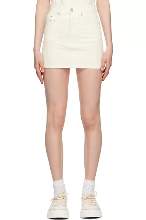 Ami Donna Portafogli e portamonete - White Five-Pocket Denim Miniskirt