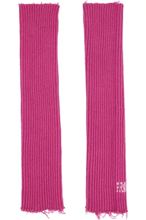Maison Margiela Donna Guanti - Pink Ribbed Arm Warmers