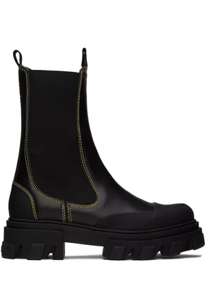 Ganni Donna Stivali - Black Cleated Mid Chelsea Boots