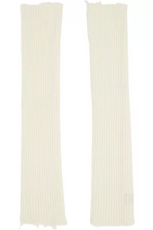 Maison Margiela Donna Guanti - Off-White Ribbed Arm Warmers