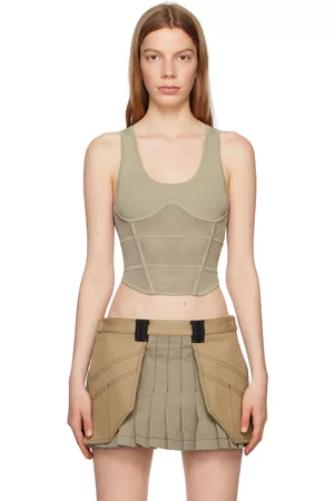 DION LEE Donna Top sportivi - Taupe Sport Corset Tank Top