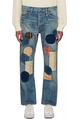 FDMTL Uomo Jeans slim & sigaretta - Blue Patchwork Slim-Fit Jeans