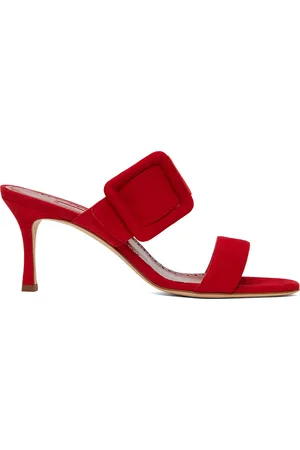Manolo Blahnik Red Gable Heeled Sandals