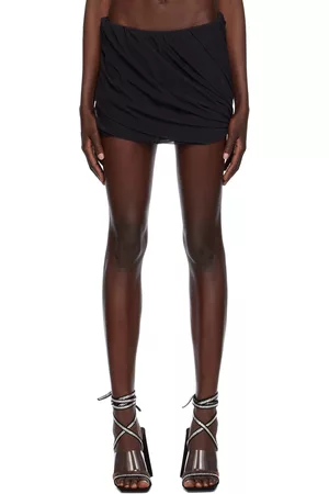 The Attico Donna Minigonne - Black Gathered Miniskirt
