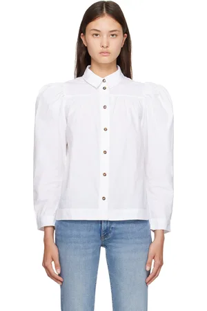 Ganni White Puff Sleeve Shirt