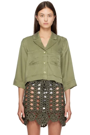 Ganni Khaki Cropped Shirt
