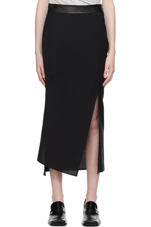 Helmut Lang Black Twisted Midi Skirt