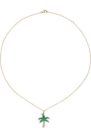 YVONNE LÉON Gold & Green Palmier Necklace
