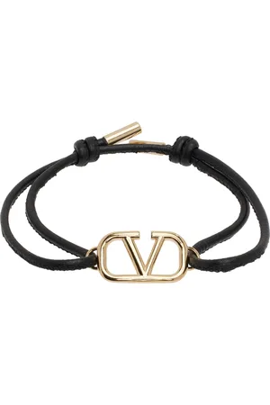 VALENTINO GARAVANI Black VLogo Leather Bracelet