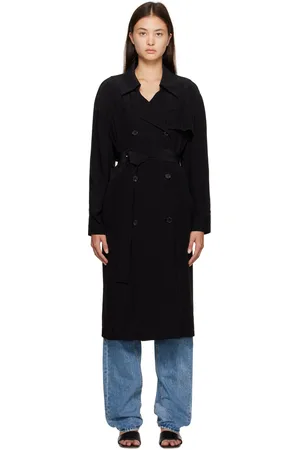 THEORY Black Double-Breasted Trench Coat