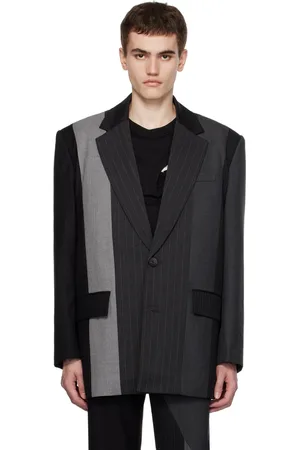 Feng Chen Wang Black & Gray Multi Paneled Blazer