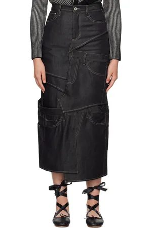 Feng Chen Wang Paneled Denim Midi Skirt