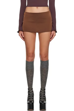 DANIELLE GUIZIO Brown Zip Miniskirt