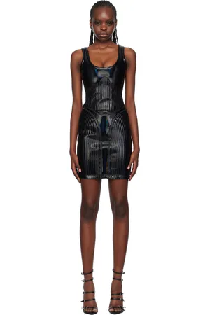 MUGLER Black Embossed Minidress