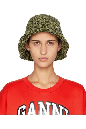 Ganni Black & Green Crochet Bucket Hat