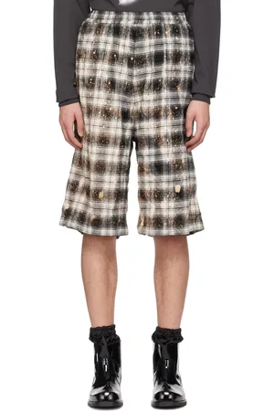 We11 Done Crinkled Check Shorts
