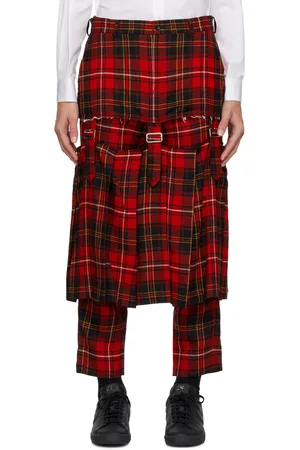 Comme des Garçons Red & Black Cutout Midi Skirt