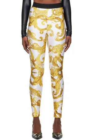 VERSACE White Watercolor Couture Leggings
