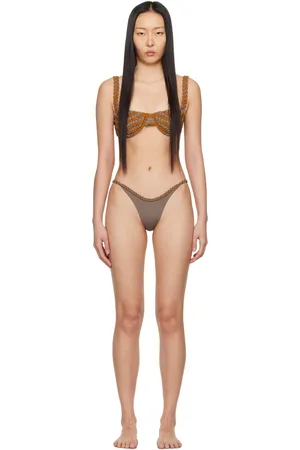 Isa Boulder SSENSE Exclusive Brown Weaver & Full Chain Bikini