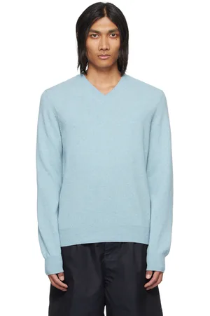 Comme des Garçons PLAY Blue V-Neck Sweater