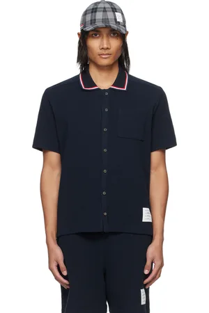 Thom Browne Navy Textured Polo