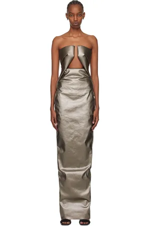 Rick Owens Gunmetal Prong Denim Maxi Dress