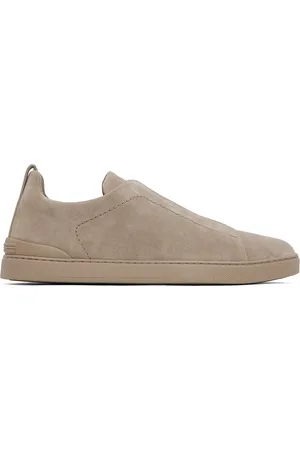 Ermenegildo Zegna Taupe Triple Stitch Sneakers