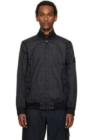Stone Island Black Crinkled Bomber Jacket