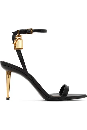 Tom Ford Black Padlock Pointy Naked Heeled Sandals