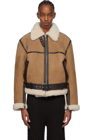 Totême Tan Paneled Shearling Jacket