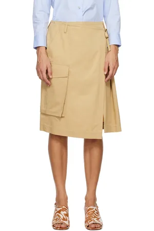 DRIES VAN NOTEN Beige Wrap Midi Skirt