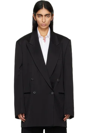 DRIES VAN NOTEN Black Double-Breasted Blazer