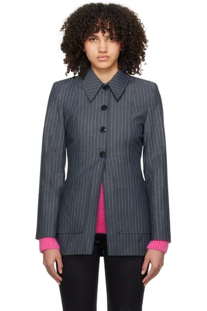 Ganni Gray Striped Blazer