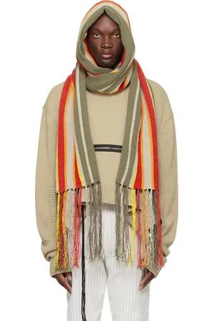CRAIG GREEN Gray & Red Stripe Hooded Scarf
