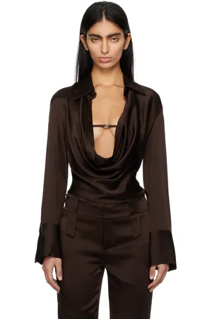 BLUMARINE Brown Cowl Neck Blouse