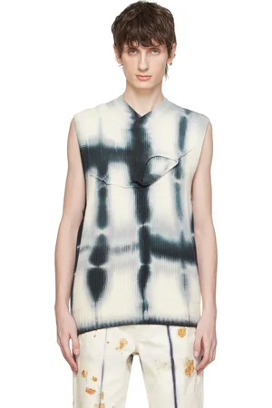 Feng Chen Wang Navy & White Layered Collar Vest