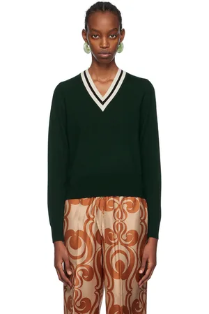 DRIES VAN NOTEN Green V-Neck Sweater