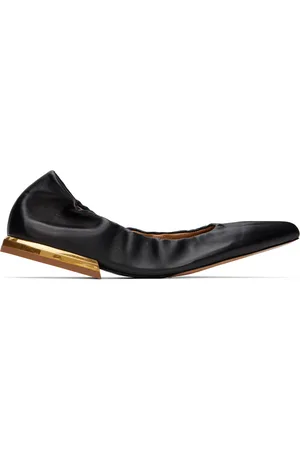 DRIES VAN NOTEN Black Leather Ballerina Flats