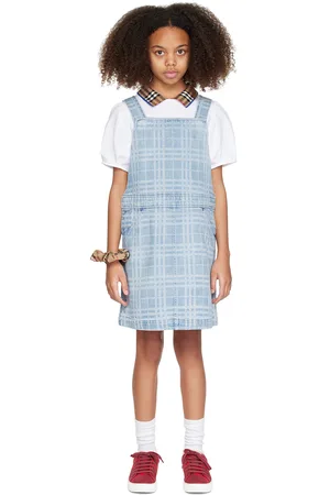 Burberry Kids Blue Check Denim Dress