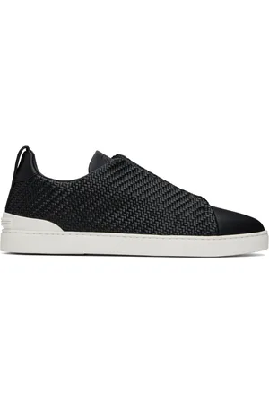 Ermenegildo Zegna Black Triple Stitch Sneakers