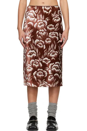 MERYLL ROGGE Brown Floral Midi Skirt