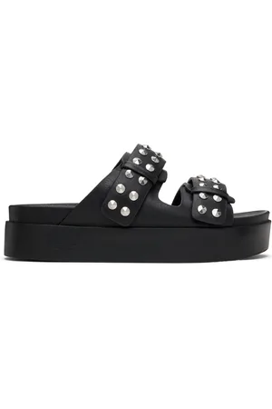 Black Geo Stud Platform Sandal