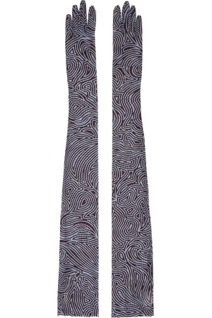 DRIES VAN NOTEN Blue & Brown Printed Mesh Gloves