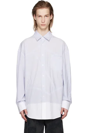 Feng Chen Wang Blue & White Patchwork Shirt