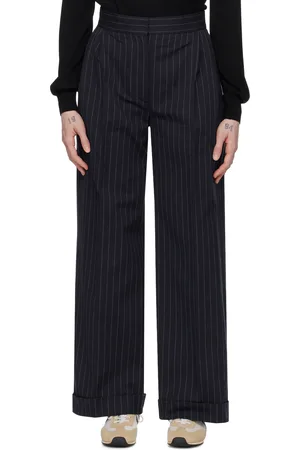 Maison Kitsuné Navy Double Pleats Trousers