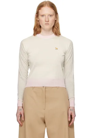 Maison Kitsuné Taupe & Pink Baby Fox Sweater