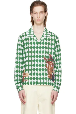 BODE Green & White Jockey Diamond Shirt