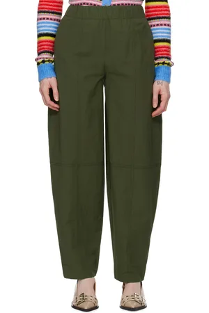 Ganni Green Curved Trousers