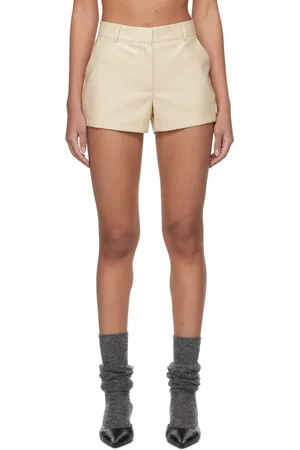The Frankie Shop Beige Kate Faux-Leather Shorts