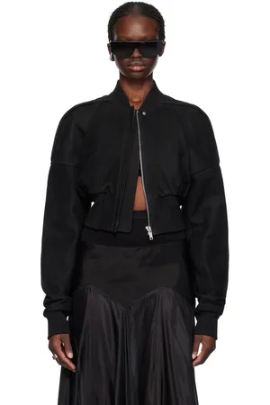 Rick Owens Black Flight Leather Bomber Jacket